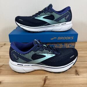 Brooks Ghost 14 Shoes Womens Size 8.5 Navy Blue Cushion Neutral Running Sneakers